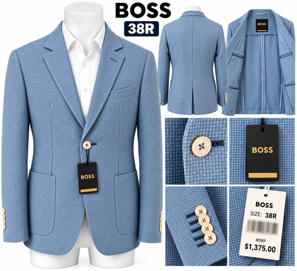 OSS Men’s 38R Light Blue Textured Blazer Sport Coat New With Tags
